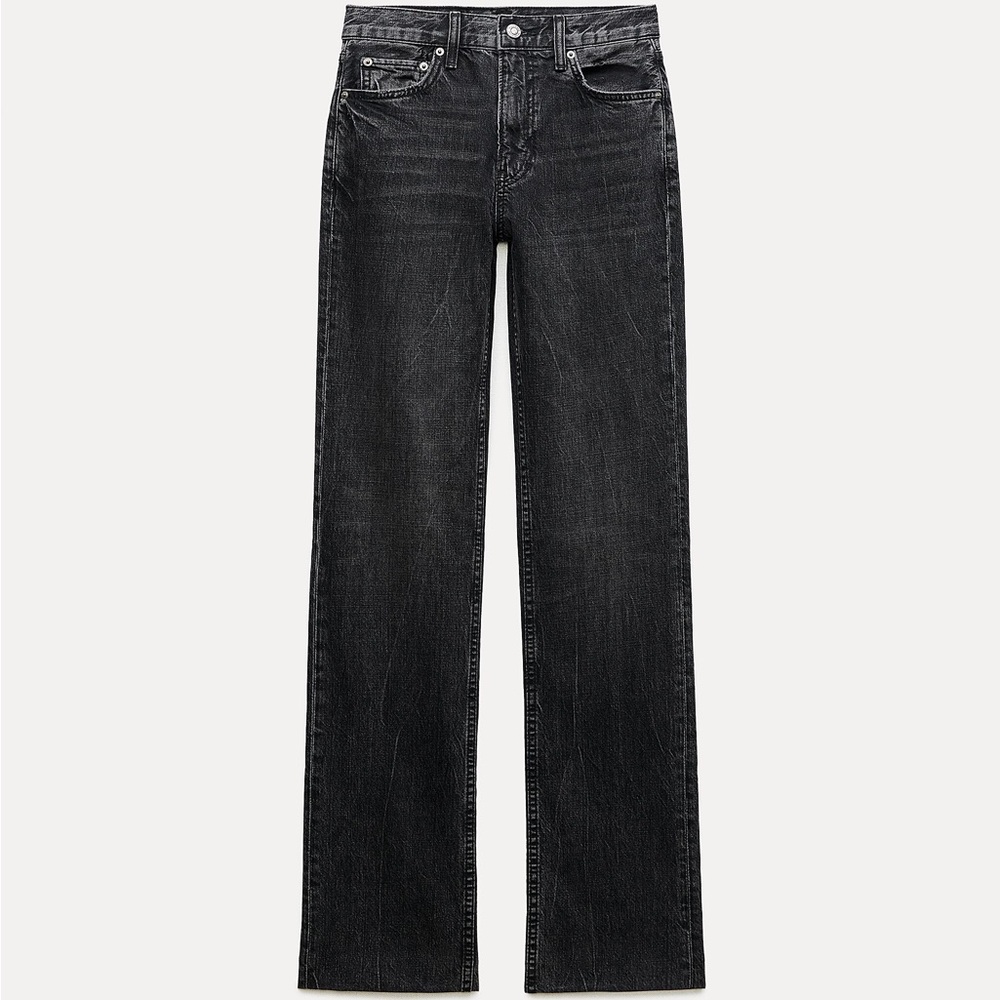 NWOT ZARA HIGH RISE BOOTCUT ZW COLLECTION JEANS SIZE 26 (US 4) | BLACK GRAY